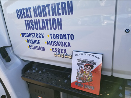 Great Northern Insulation's Convoy participation plaque sits on the footstep of the participating GNI truck.